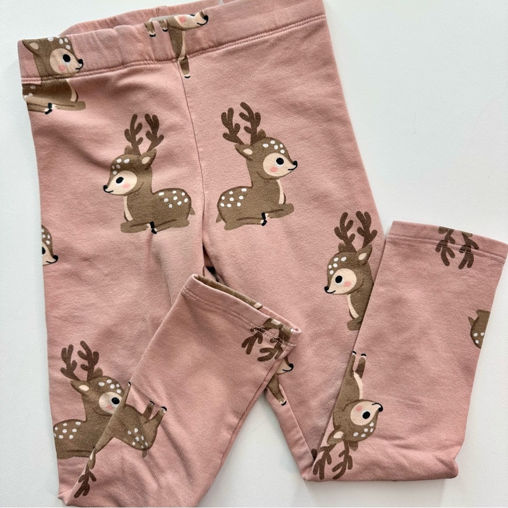 H&M Kids Leggings with Deer Print - Pink and Brown